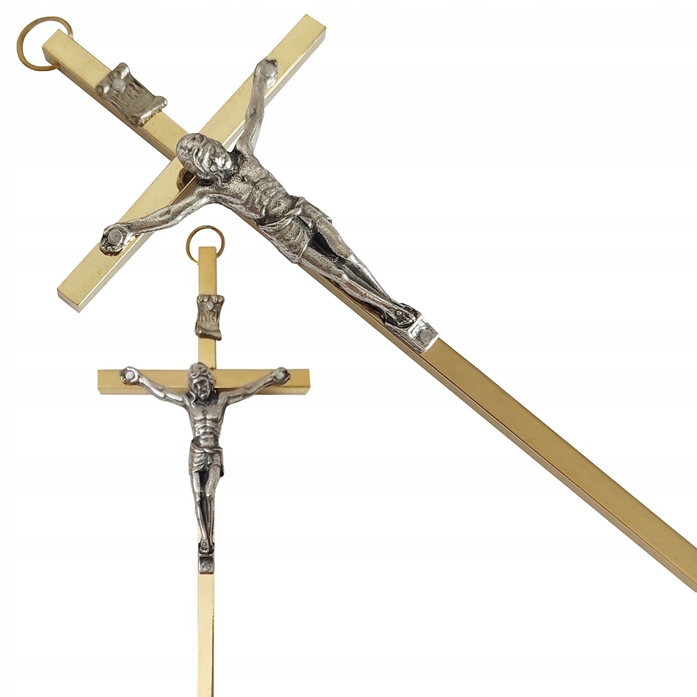 

Krzyż Metalowy Złoty Wiszący Na Ścianę 13 CM
