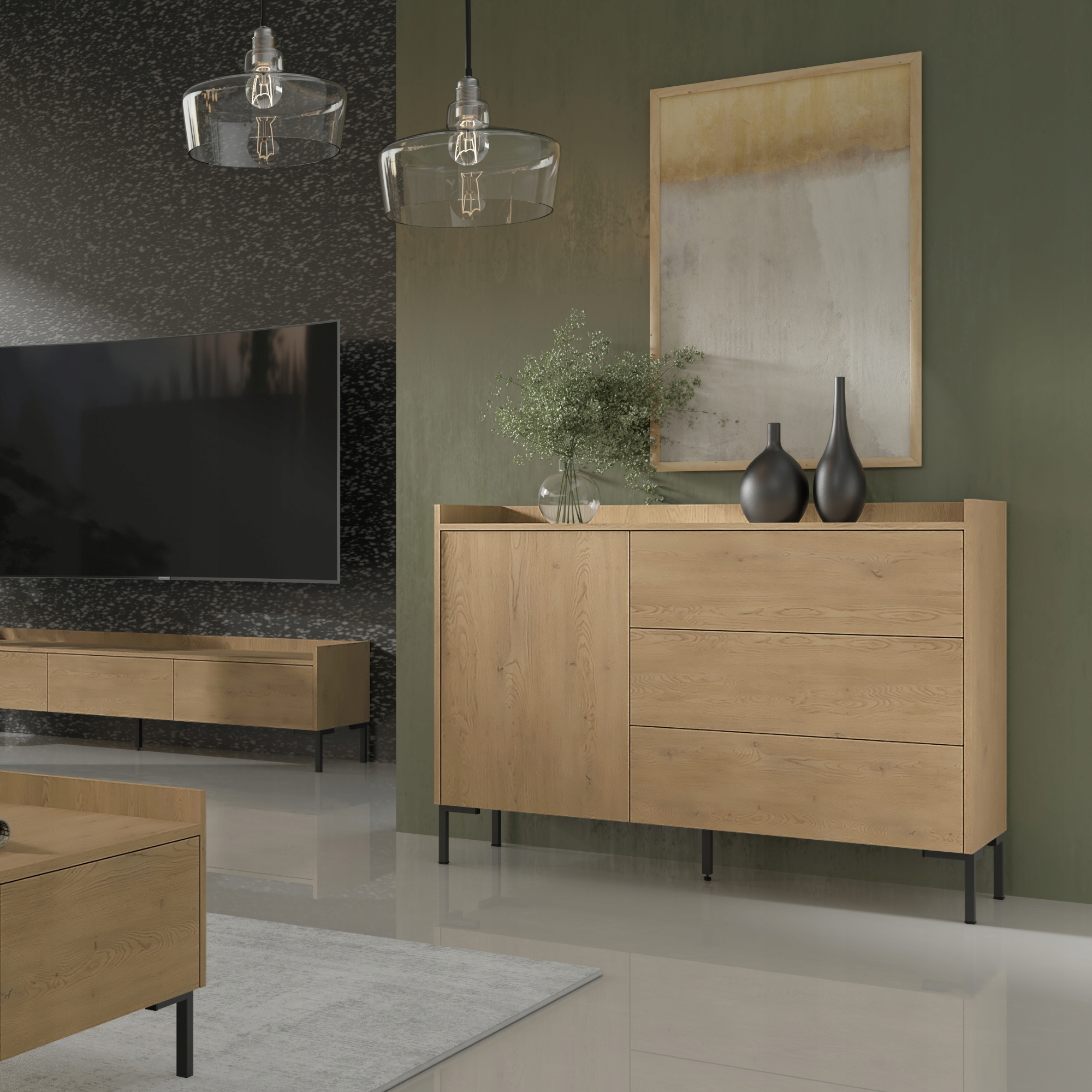 Komoda z szufladami Liam 1D3S 125 Dąb Cremona