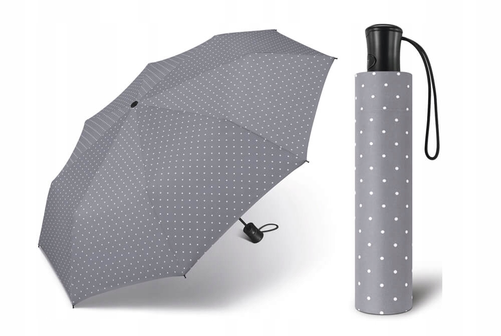 

Automatyczna parasolka Happy Rain, szara w Groszki