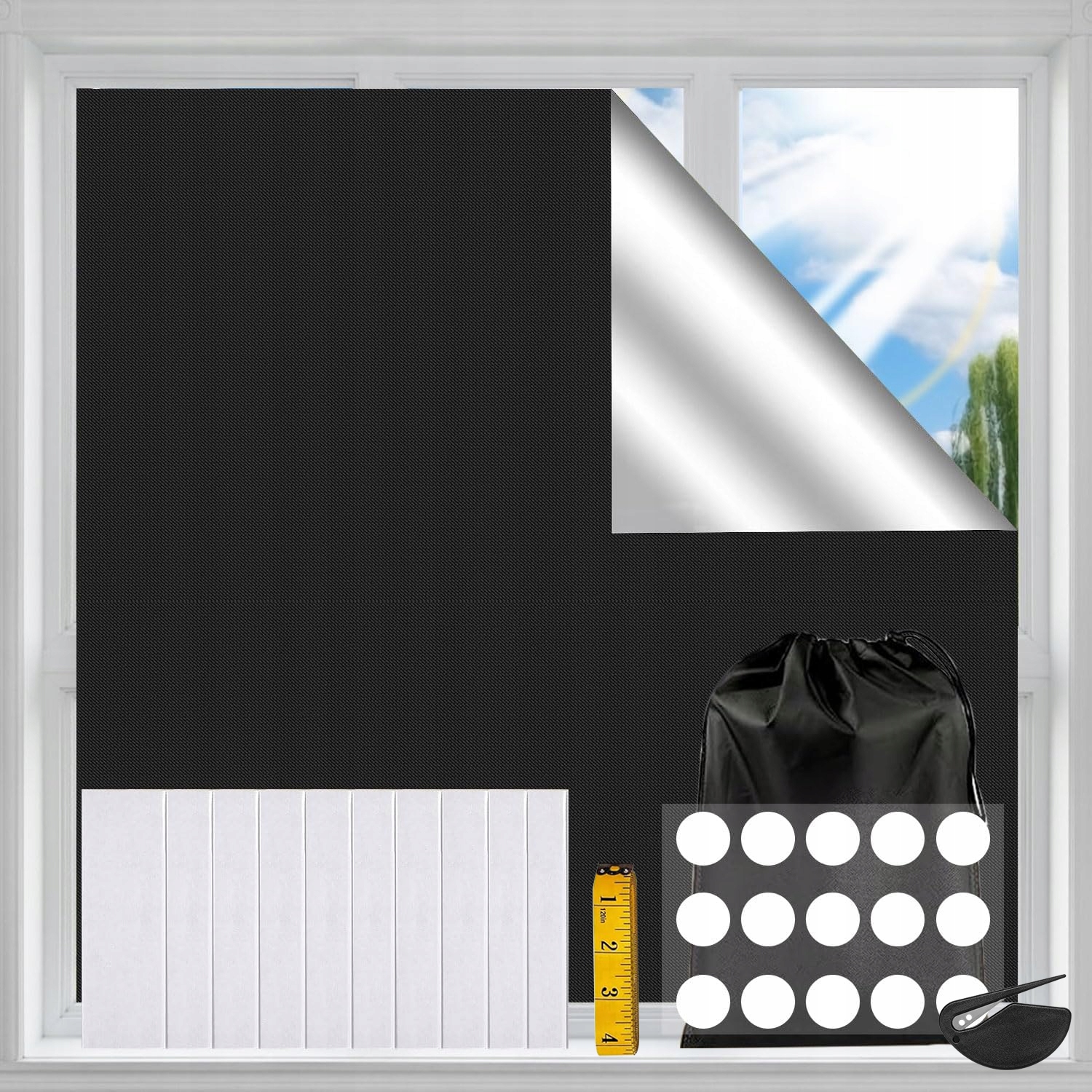ROLETA ZACIEMNIAJĄCA BEZ WIERCENIA, PRZENOŚNA FOLIA ZACIEMNIAJĄCA DO OKIEN