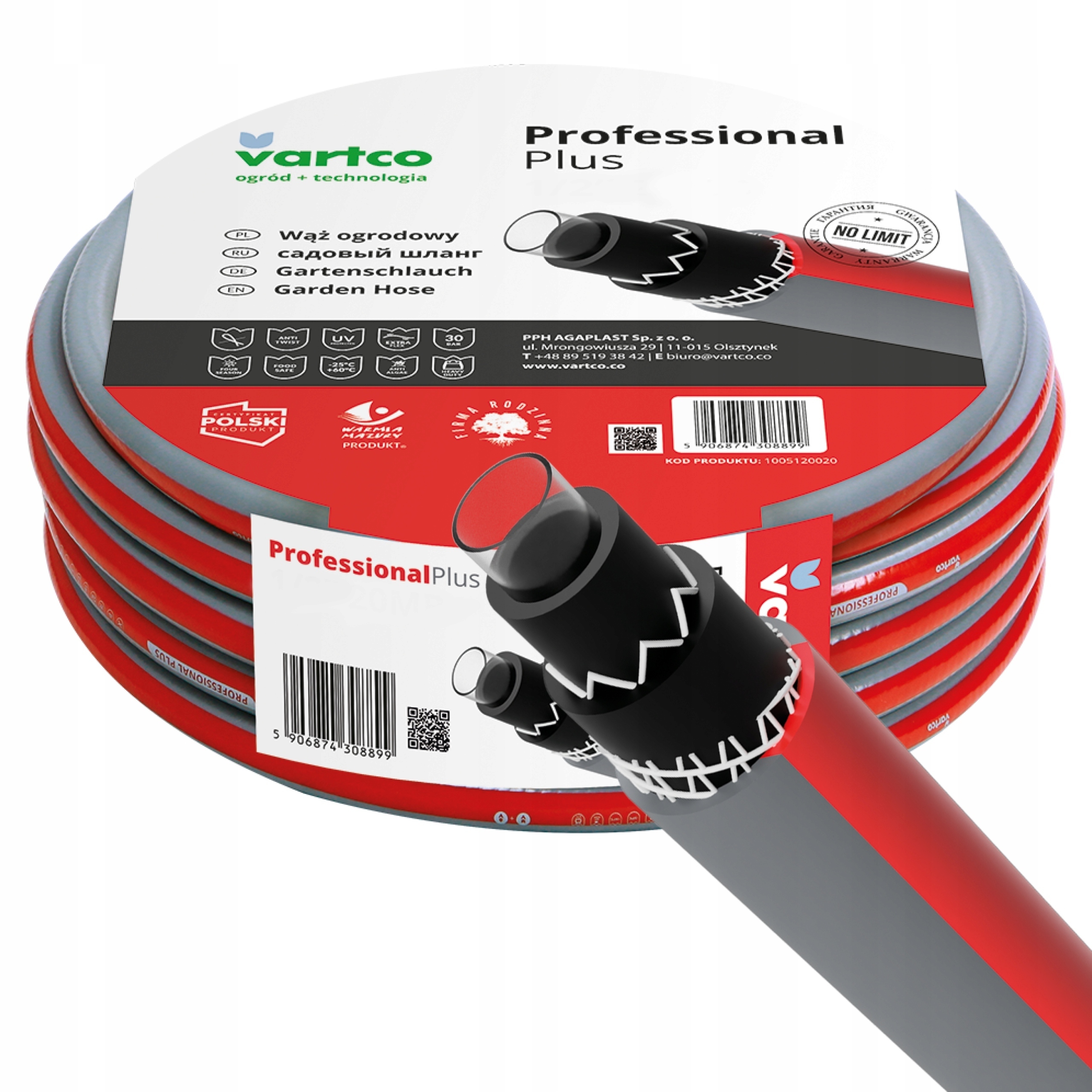 

Wąż Ogrodowy 6 Warstwowy 30bar 1CAL 20M Polski