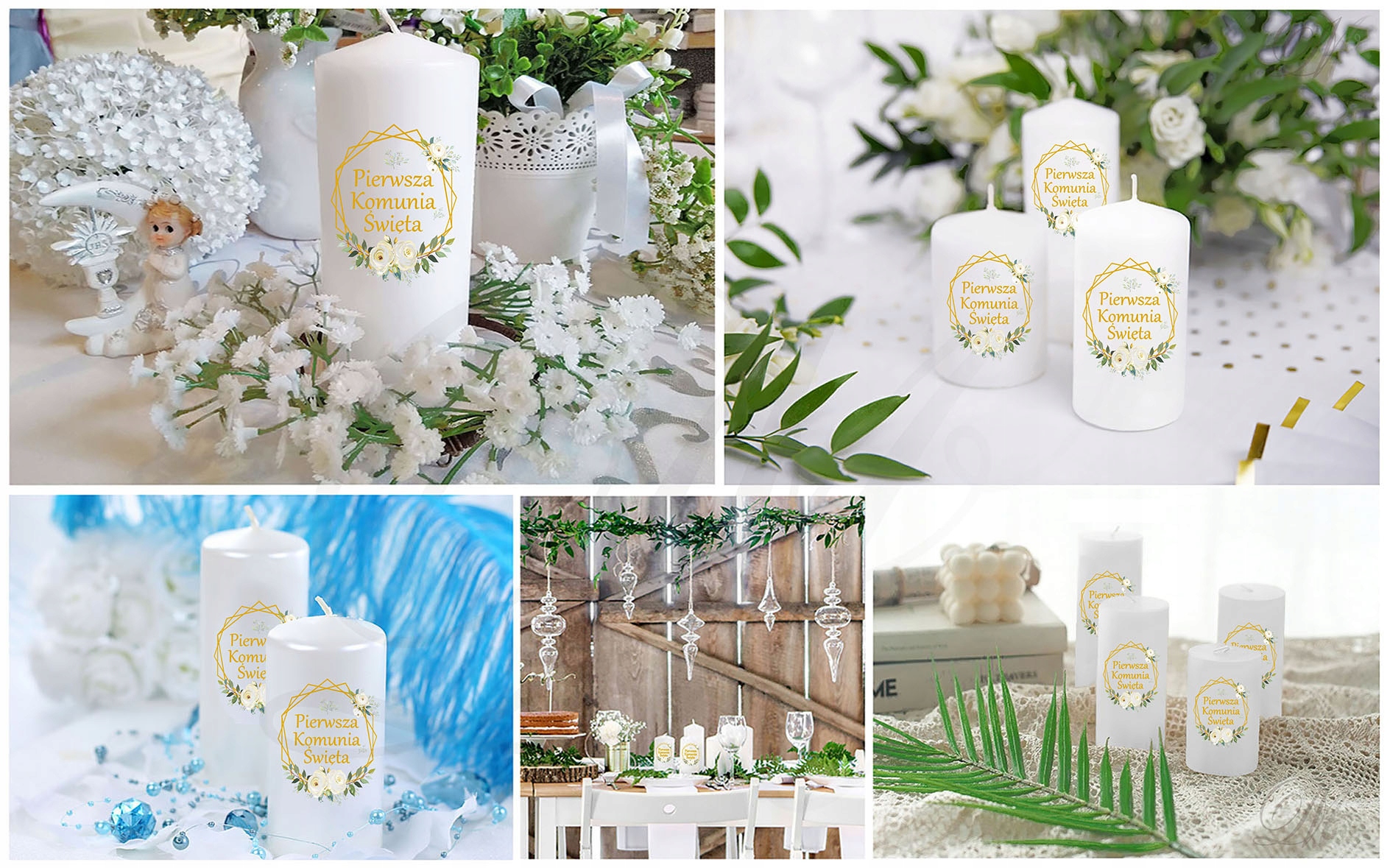 ŚWIECA KOMUNIJNA DEC10 - dekoracja na stół komunia świeczka stołu przyjęcie EAN (GTIN) 5905979203375