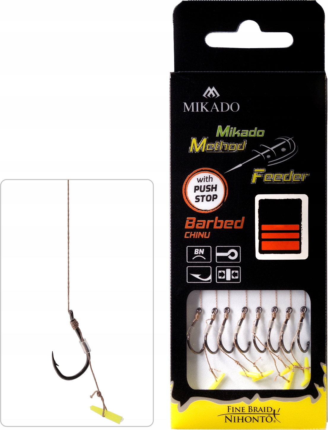 Przypon Mf z Push Stop hak nr 8, plecionka 0,14 mm 10 cm (op. 8 szt.)