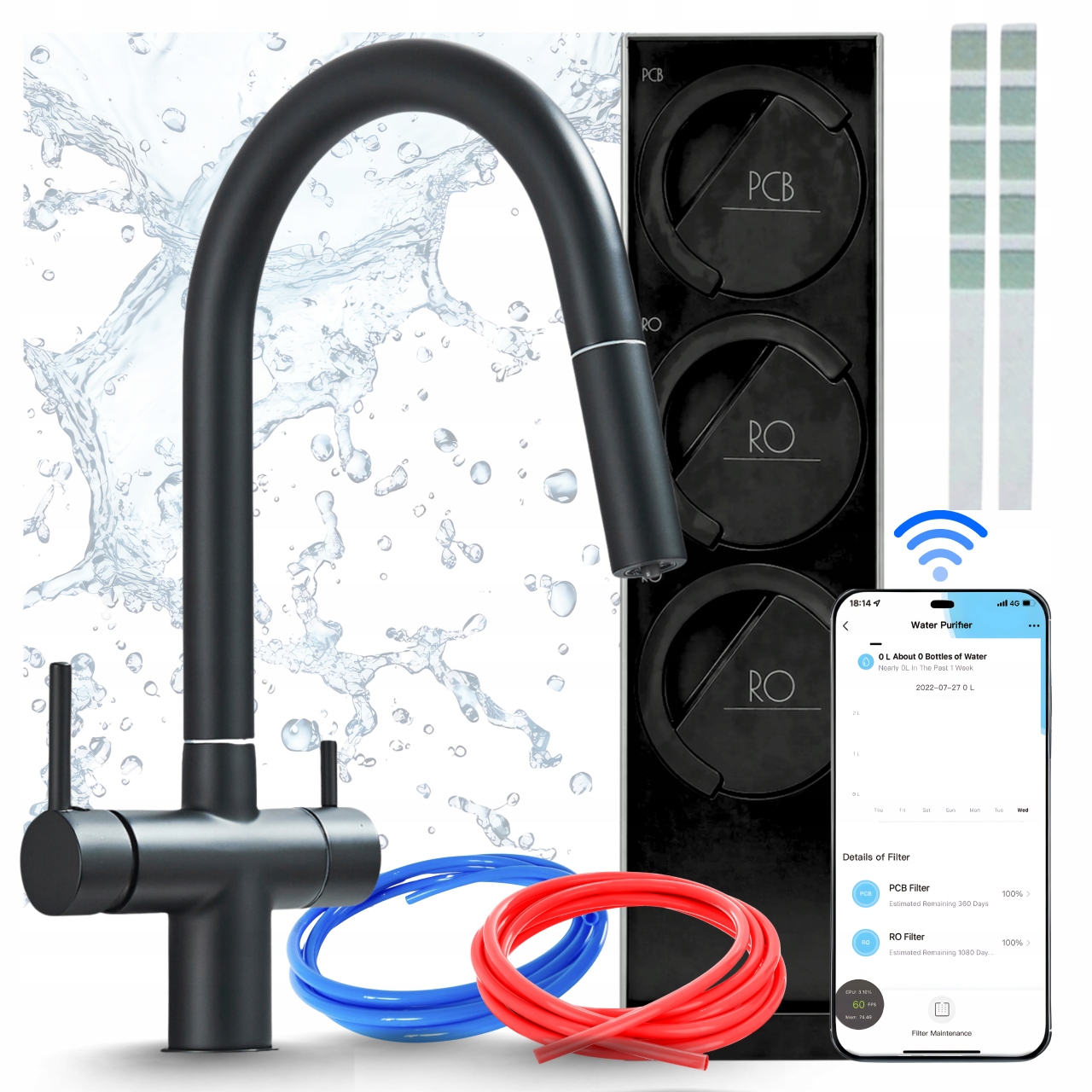 Vodný Filter Podzlevový Midea 800GPD Smart S Pumpou A Drezovým Kohútikom