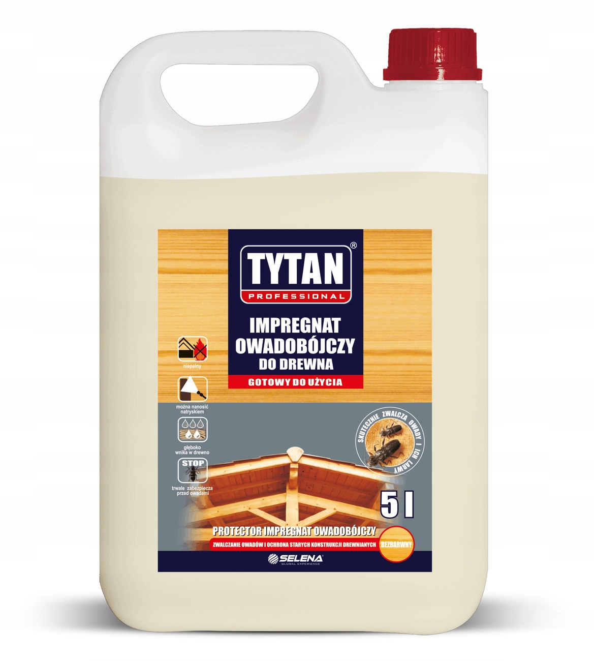 skuteczny impregnat Owadobójczy do drewna Tytan 5L bezbarwny