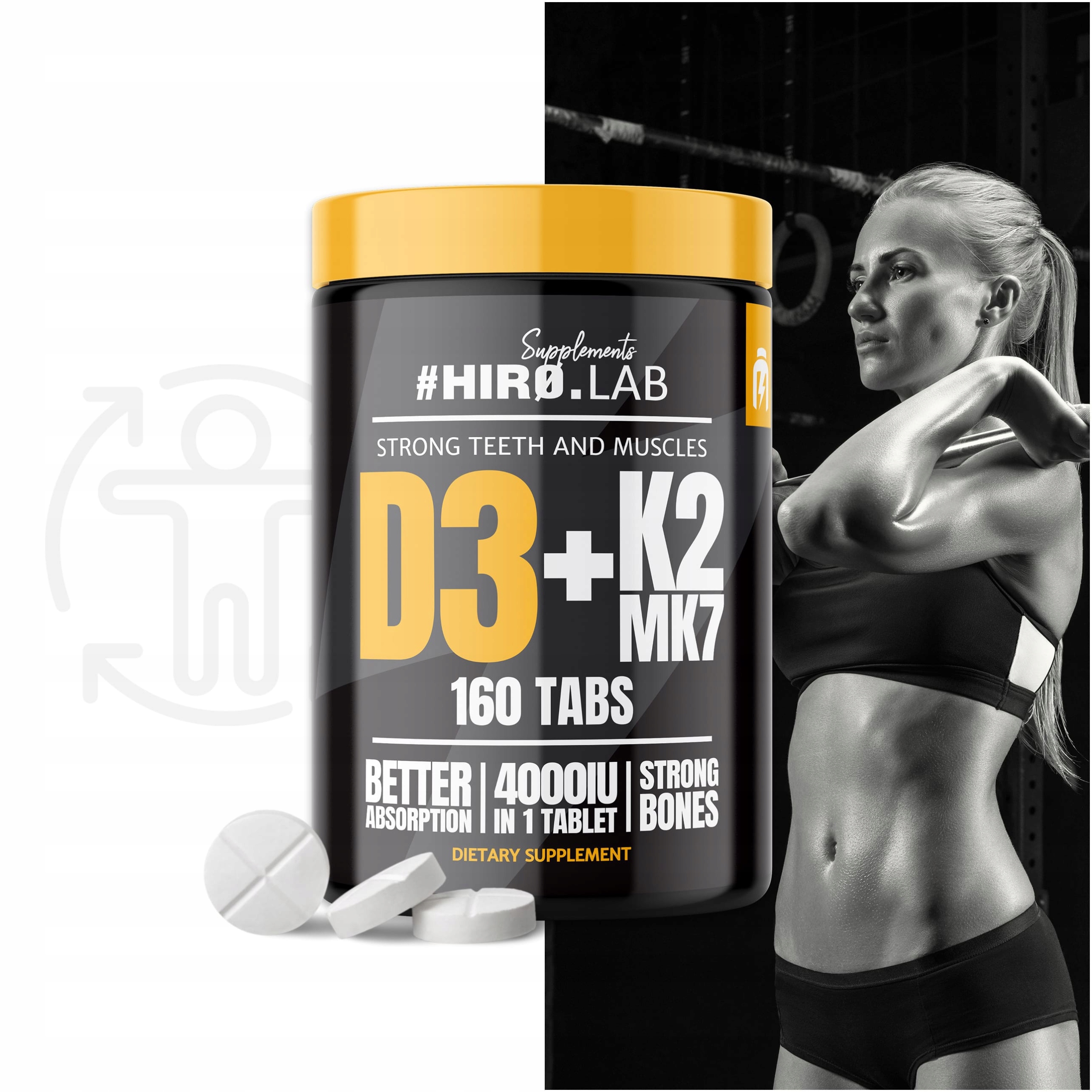 Hiro.Lab D3 4000 K2 MK-7 160tabs KOŚCI VITAMINY Postać tabletki