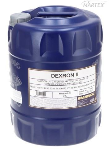 Olej Przekl.atf II D 20L Mannol Allison C4; Cat TO-2; Gm Dexron II D; Man 3