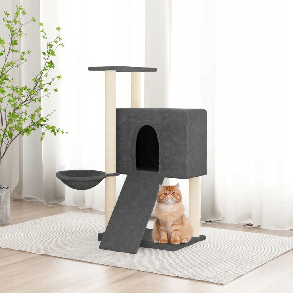 Levně Petrashop Škrabadlo pro kočky se sisalovými sloupky tmavě šedé 96 cm Šedá