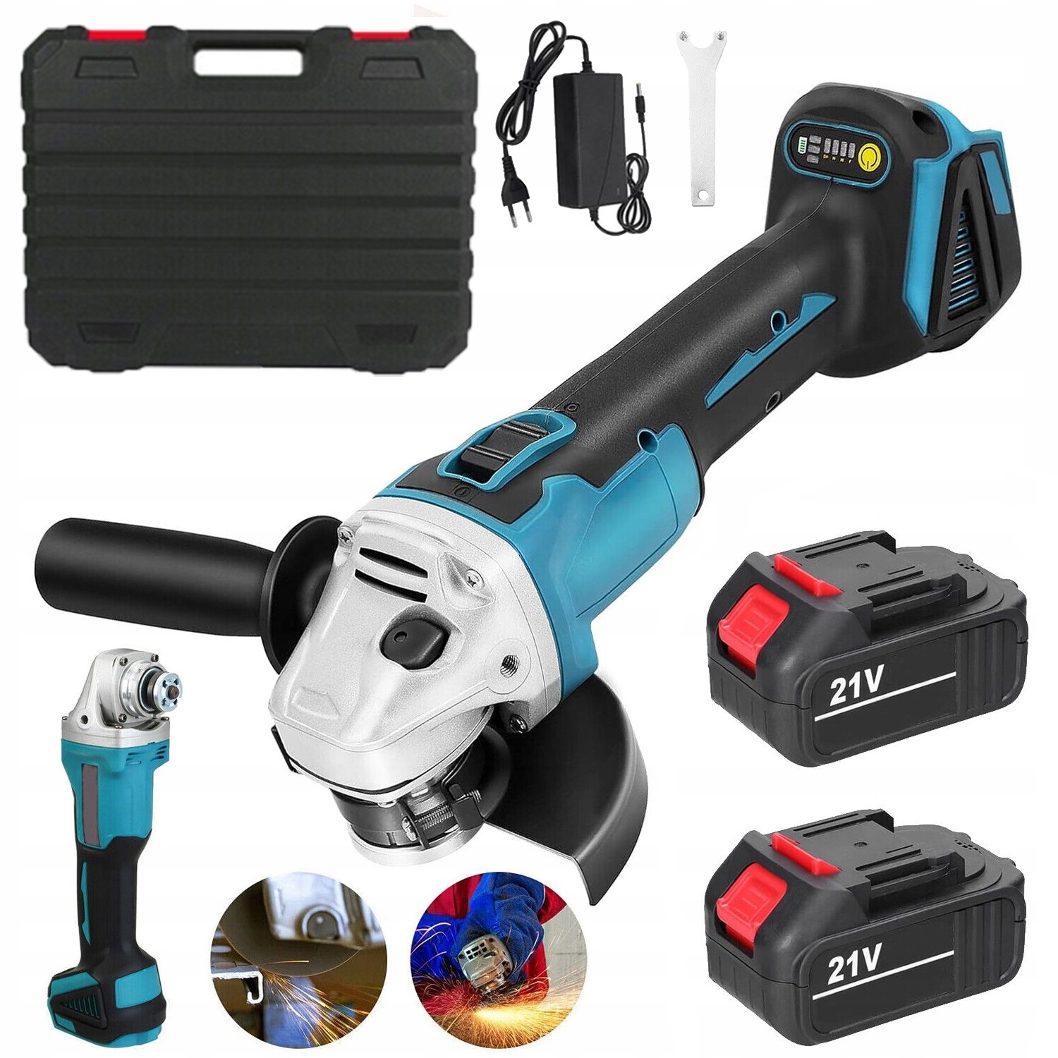 Úhlová Bruska Akumulátorová Bezkartáčová Gumová Bruska +2AKU 3000 mAh