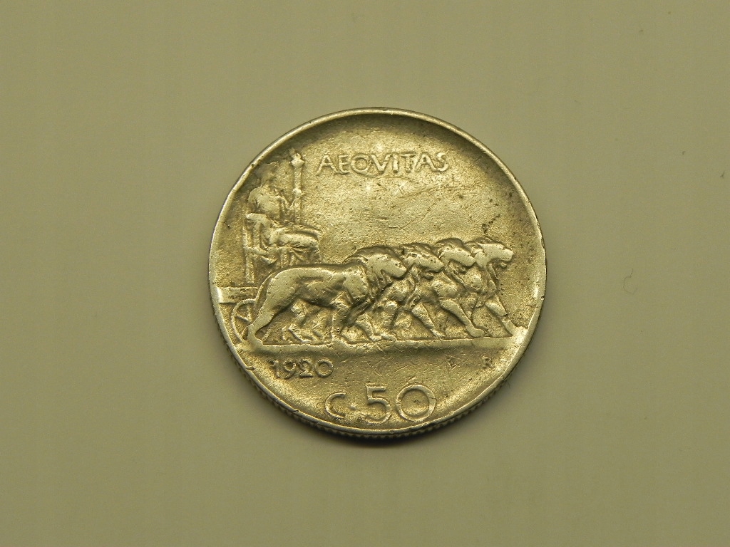 4343/ 50 CENTESIMI 1920 WŁOCHY BOK ZĄBKOWANY