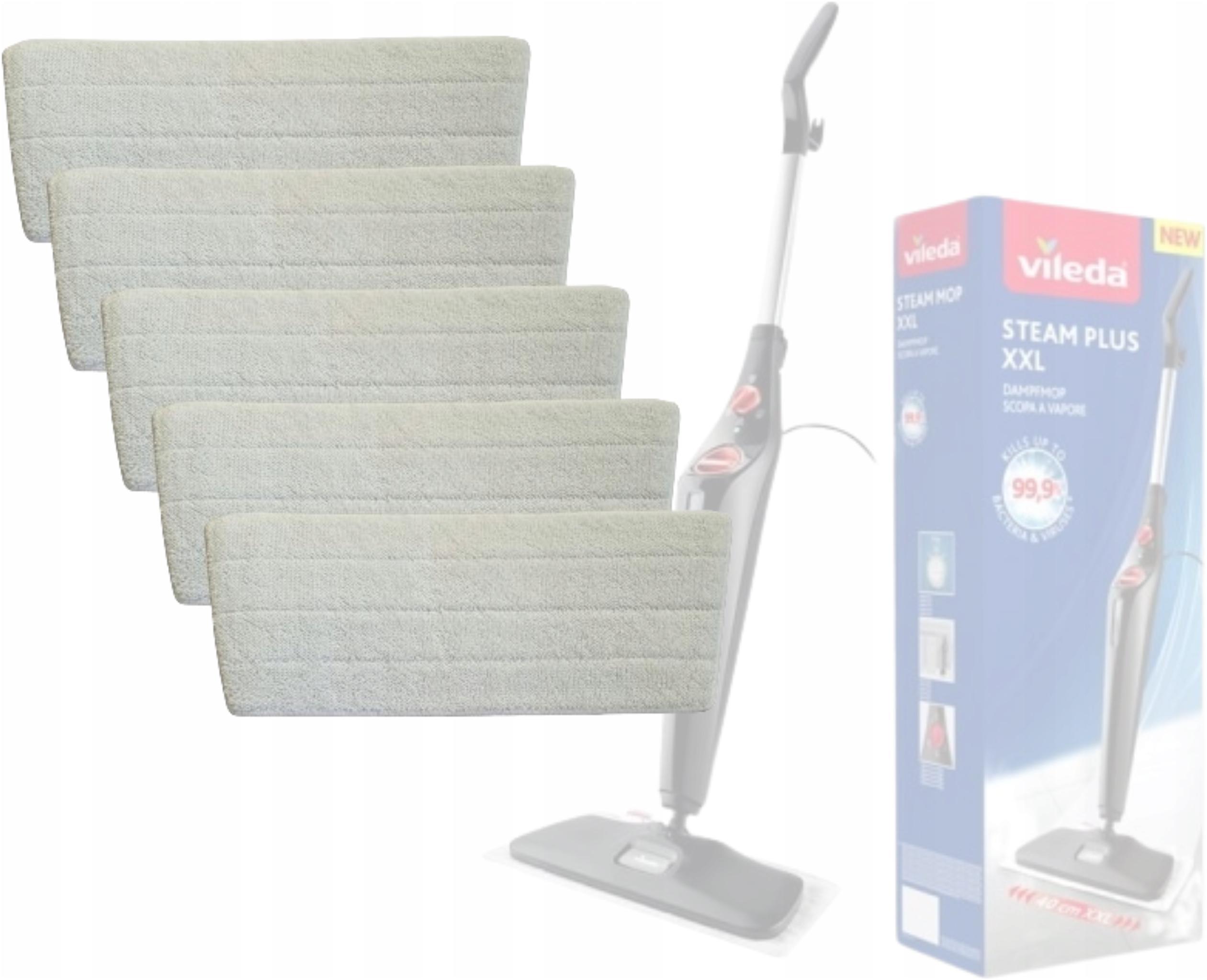 Levně 5X Vložka Do Parního Mopu Vileda Steam Plus XXL 40 cm mikrovlákno