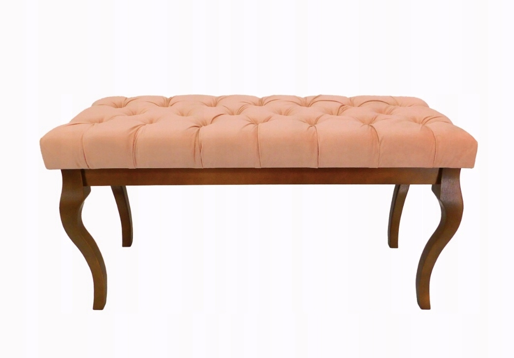 Čalúnená lavička ružový velúr drevo buk orech 105 x 40 cm H 55 cm