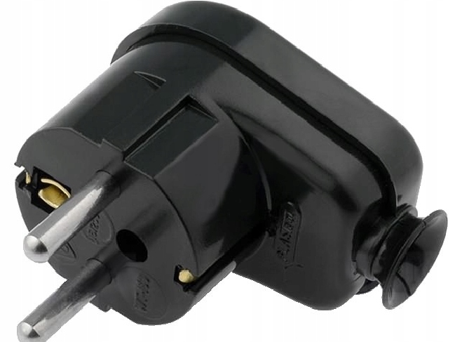 

Wtyczka kątowa czarna z uziemieniem 16A unischuko