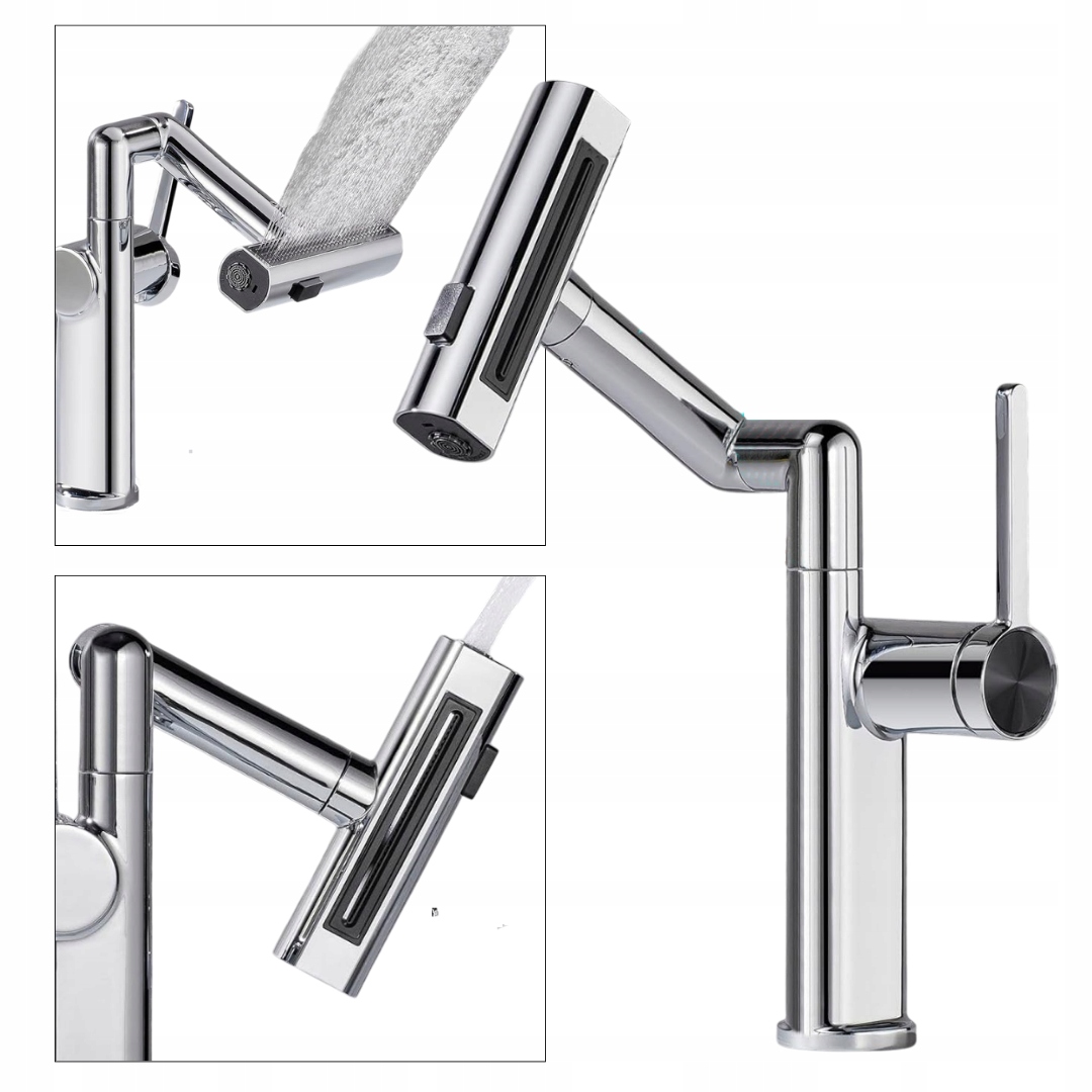 Kúpeľňová batéria s dlhým výtokom pre kuchynský kohútik, chrómovaná