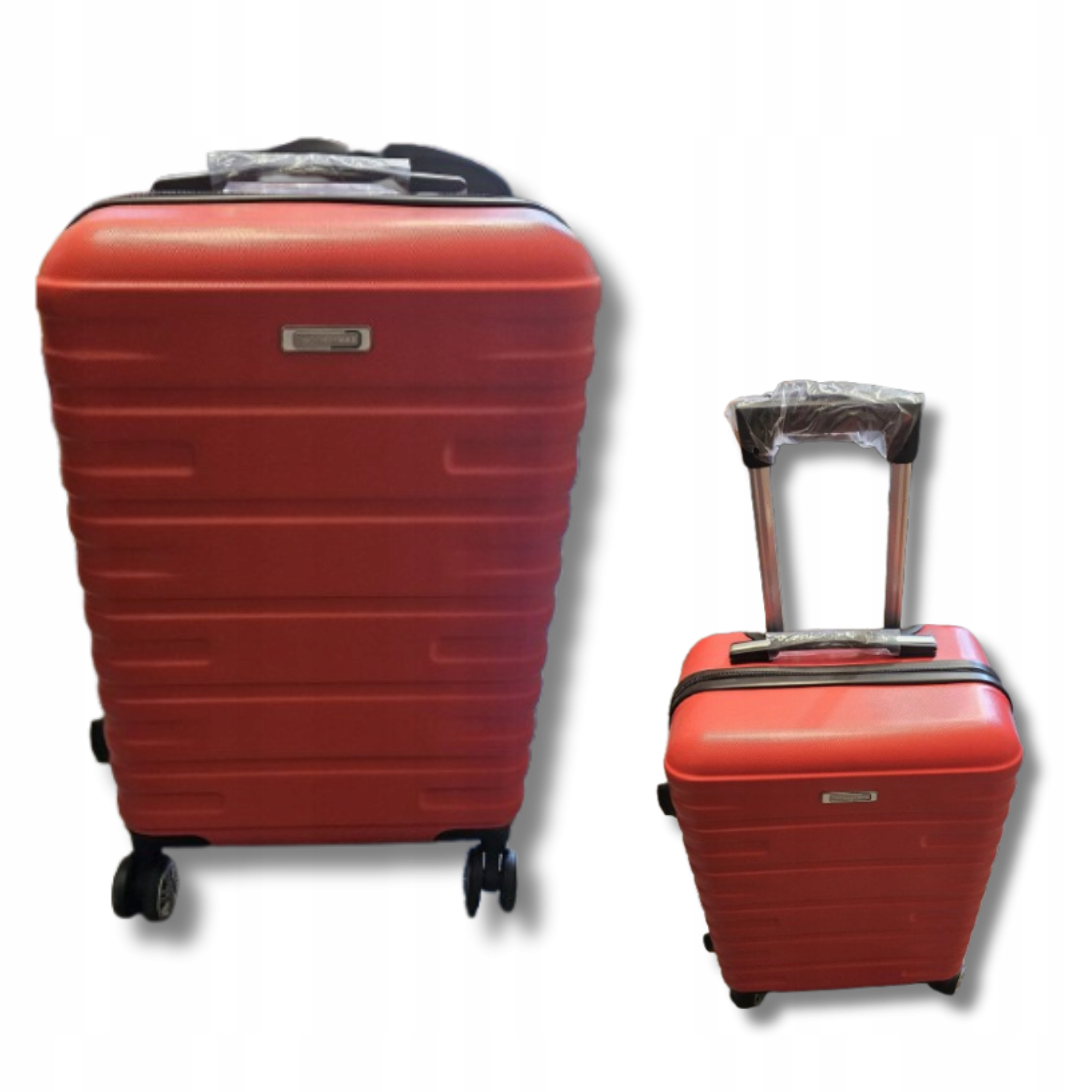 Walizka Podrozna Lekka Duzy Bagaż 4 Obrotowe Kółka Czerwona Zabezpieczenie