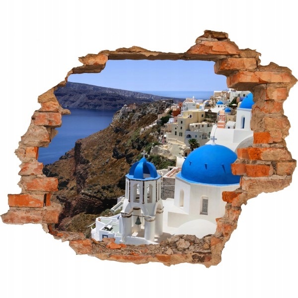 

Naklejka 3D Santorini Grecja Dziura W Ścianie