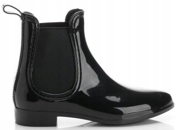 1726 KRÓTKIE KALOSZE LAKIEROWANE GUMA CZARNE 40 Długość wkładki 25.5 cm