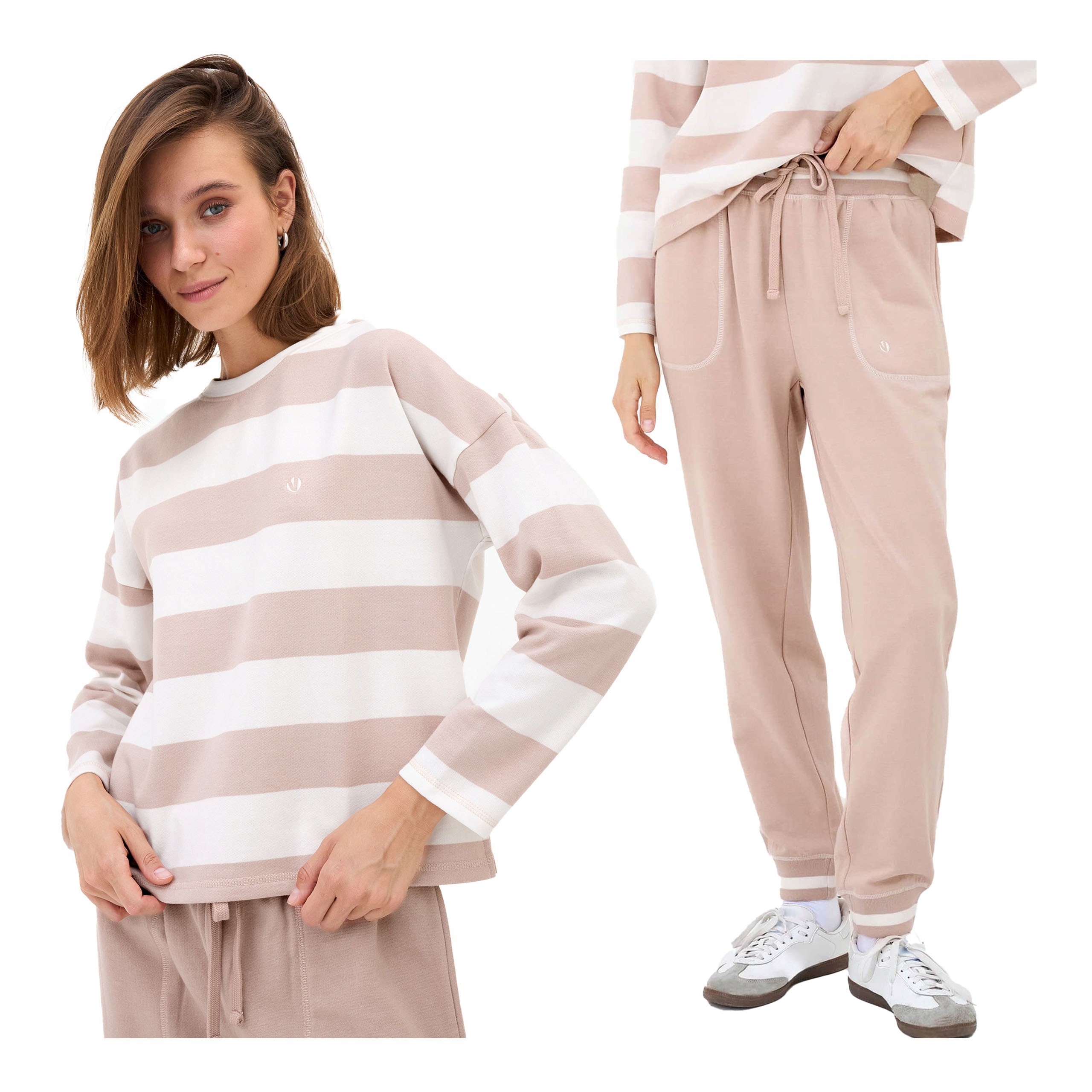 Tepláková souprava z bavlny s dlouhým rukávem a pruhy teplákovka pro ženy Naviale 2XL