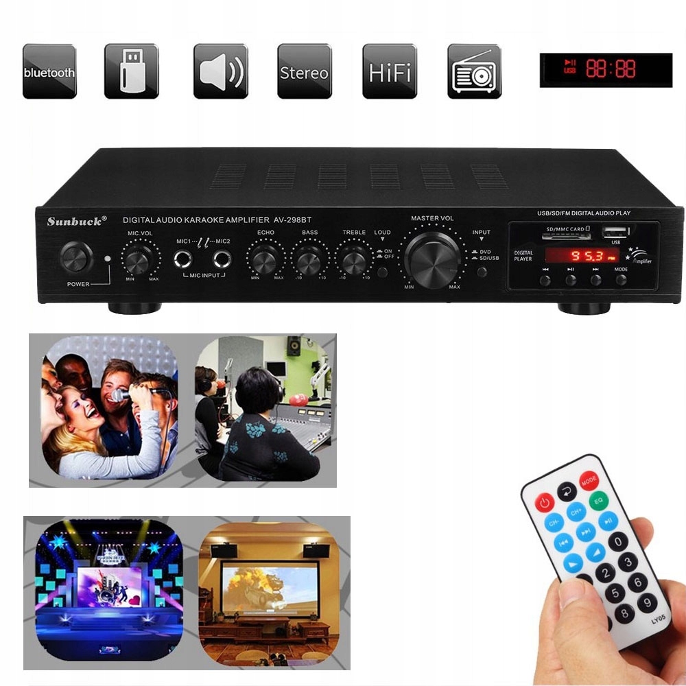 2000W Integrovaný Bluetooth Stereofonní Hi-fi Digitální Zesilovač Fm