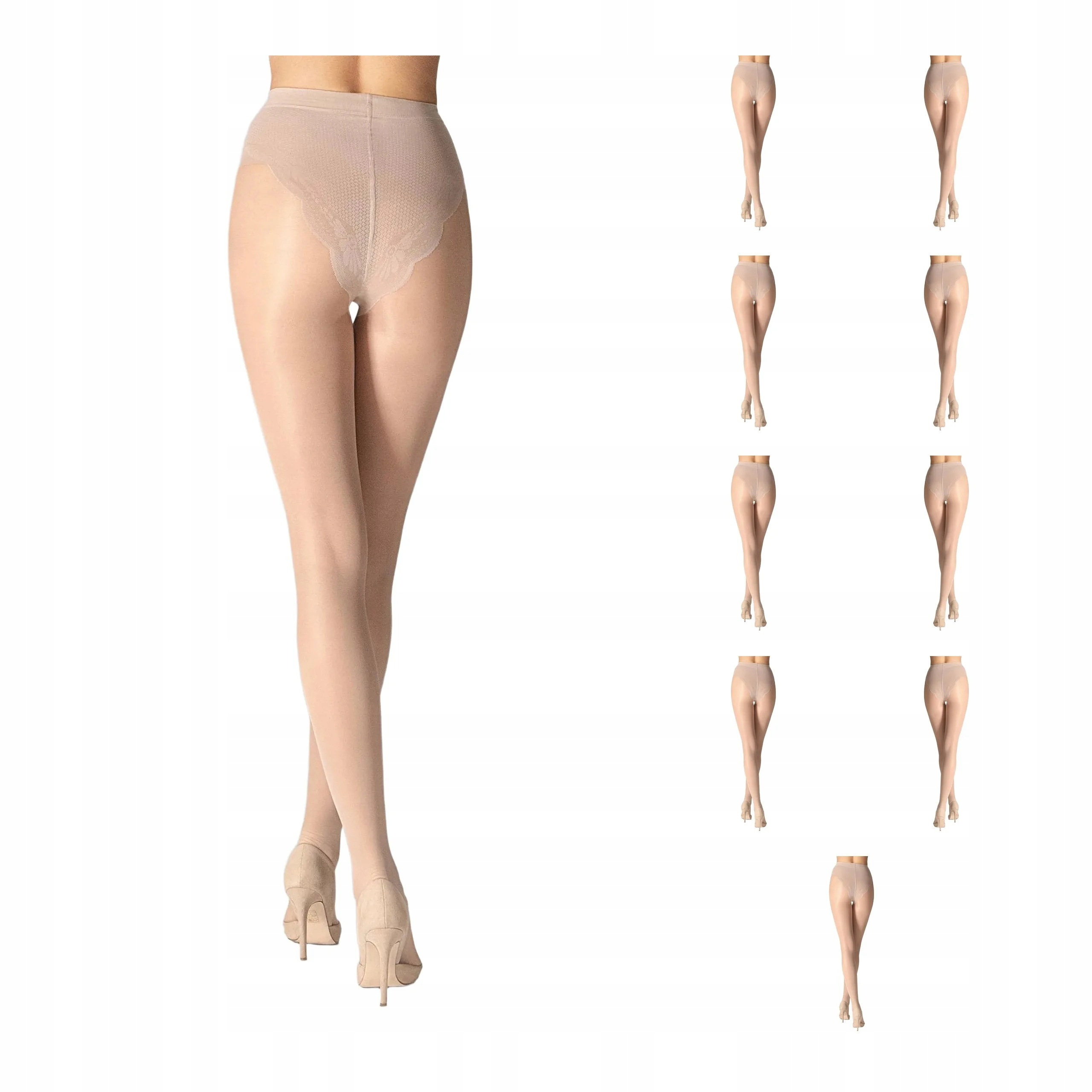 10 párů Punčocháče s modelovací částí 10x Natural 4-L