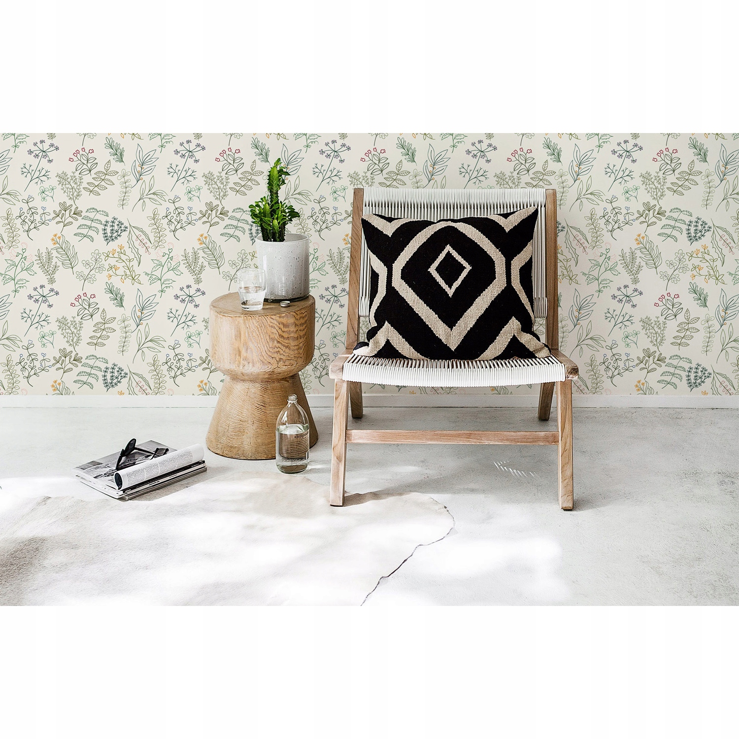 

Tapeta ścienna Zielone liście konturowe 290x290 cm