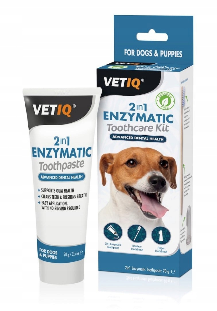 Levně VetIQ Denti care Kit 70g Pasta enzym sada