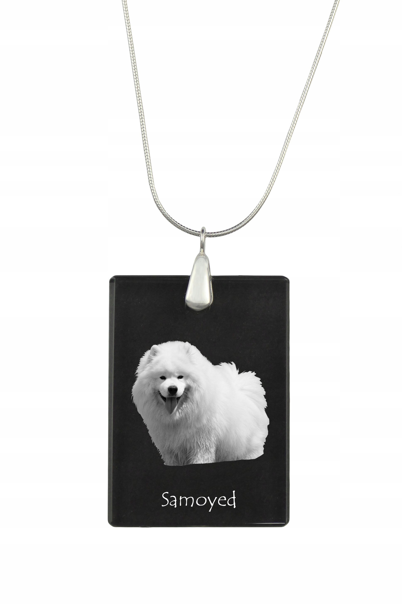 Samojed Samoyed stříbrný náhrdelník s křišťálovým přívěskem se psem
