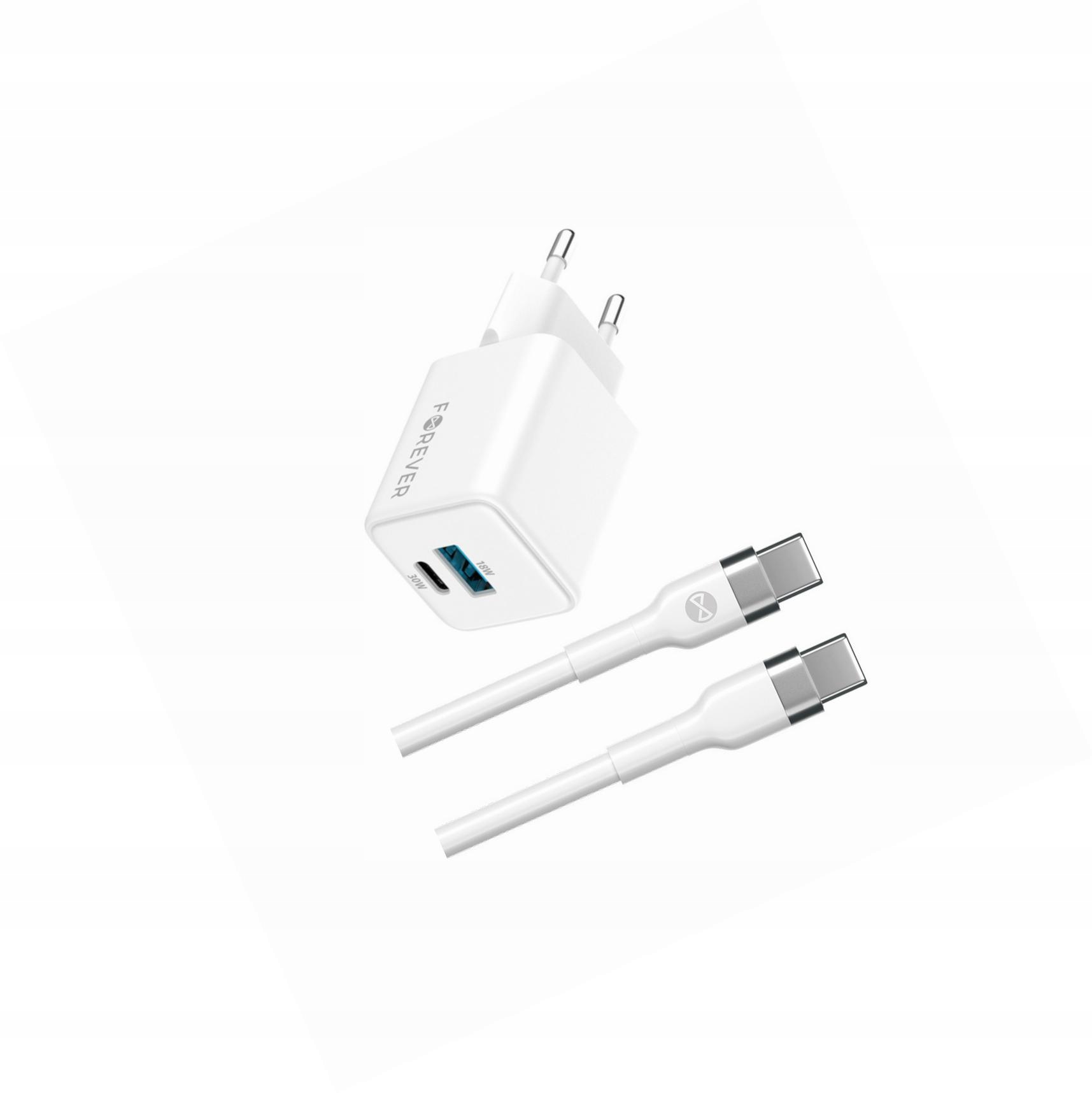 Szybka ładowarka GaN 30W 2 wejścia Usb i Usb-c z kablem do Oppo A94