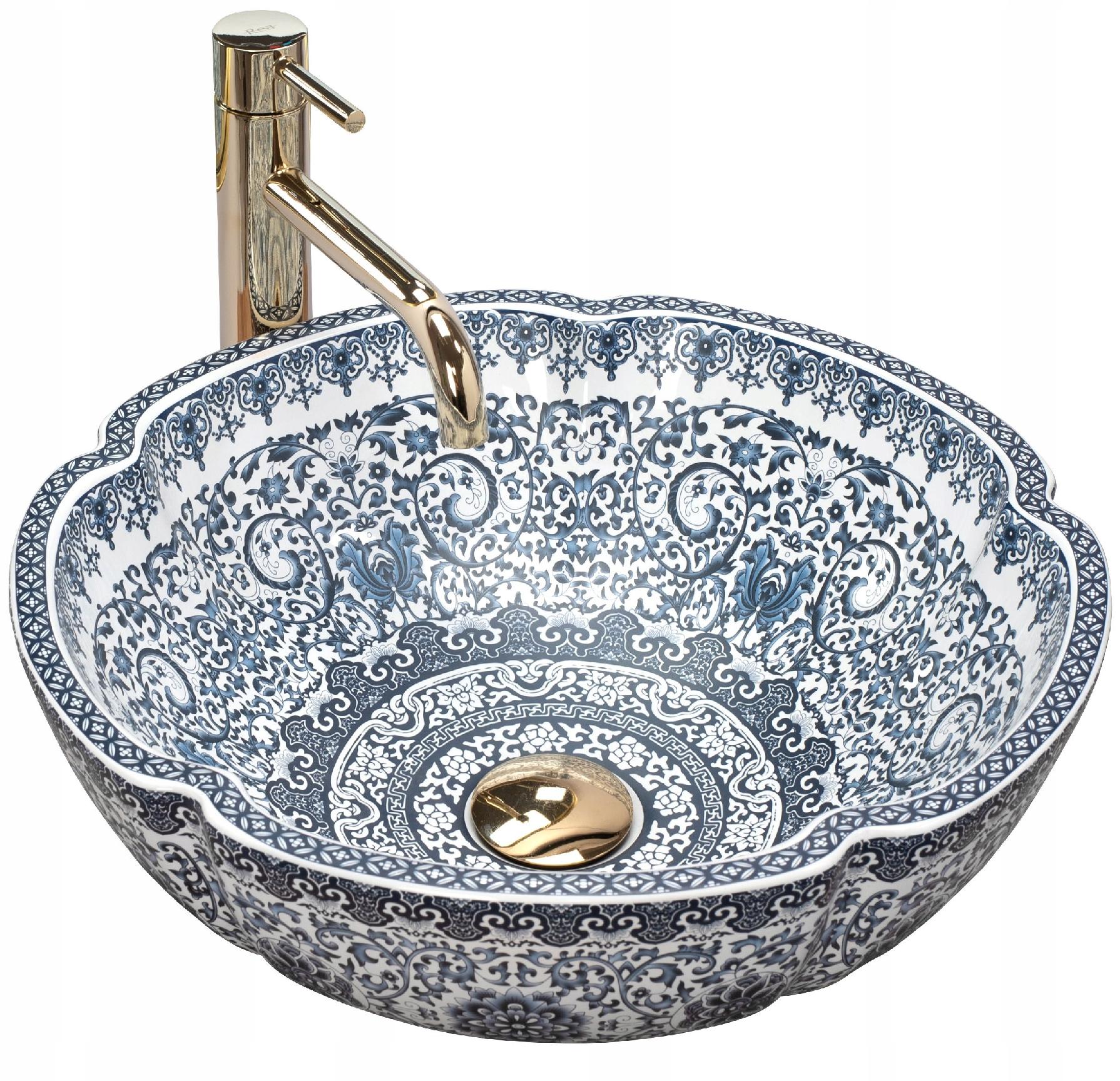 

Umywalka Vivien niebieska ceramiczna blatowa wzór