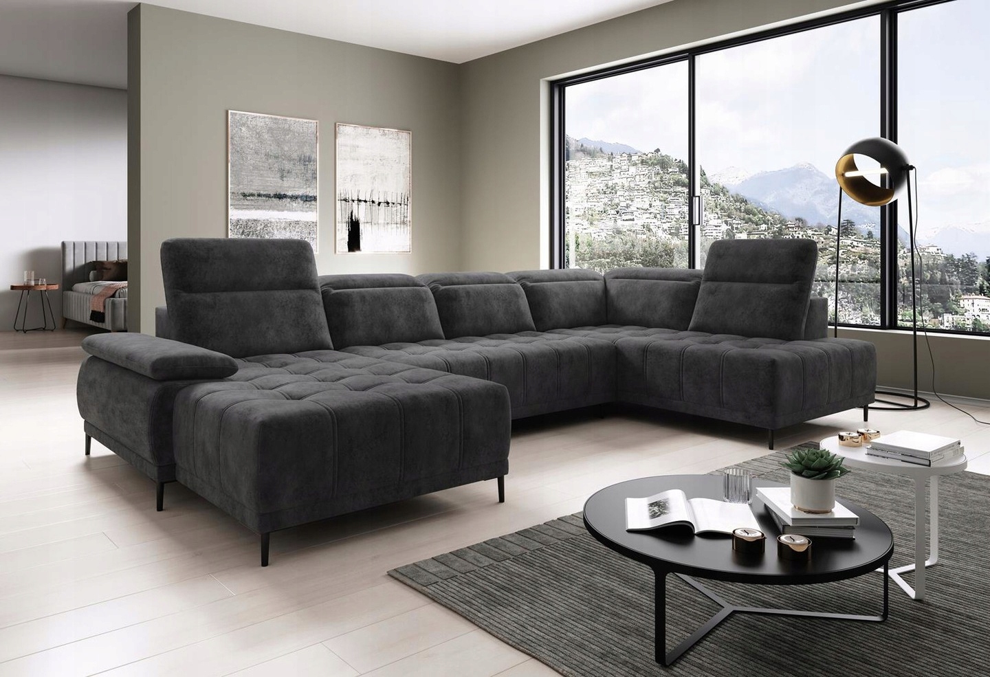 Moderní Rohová Sedací Souprava Focus XL Wersal Elektrické sedadlo