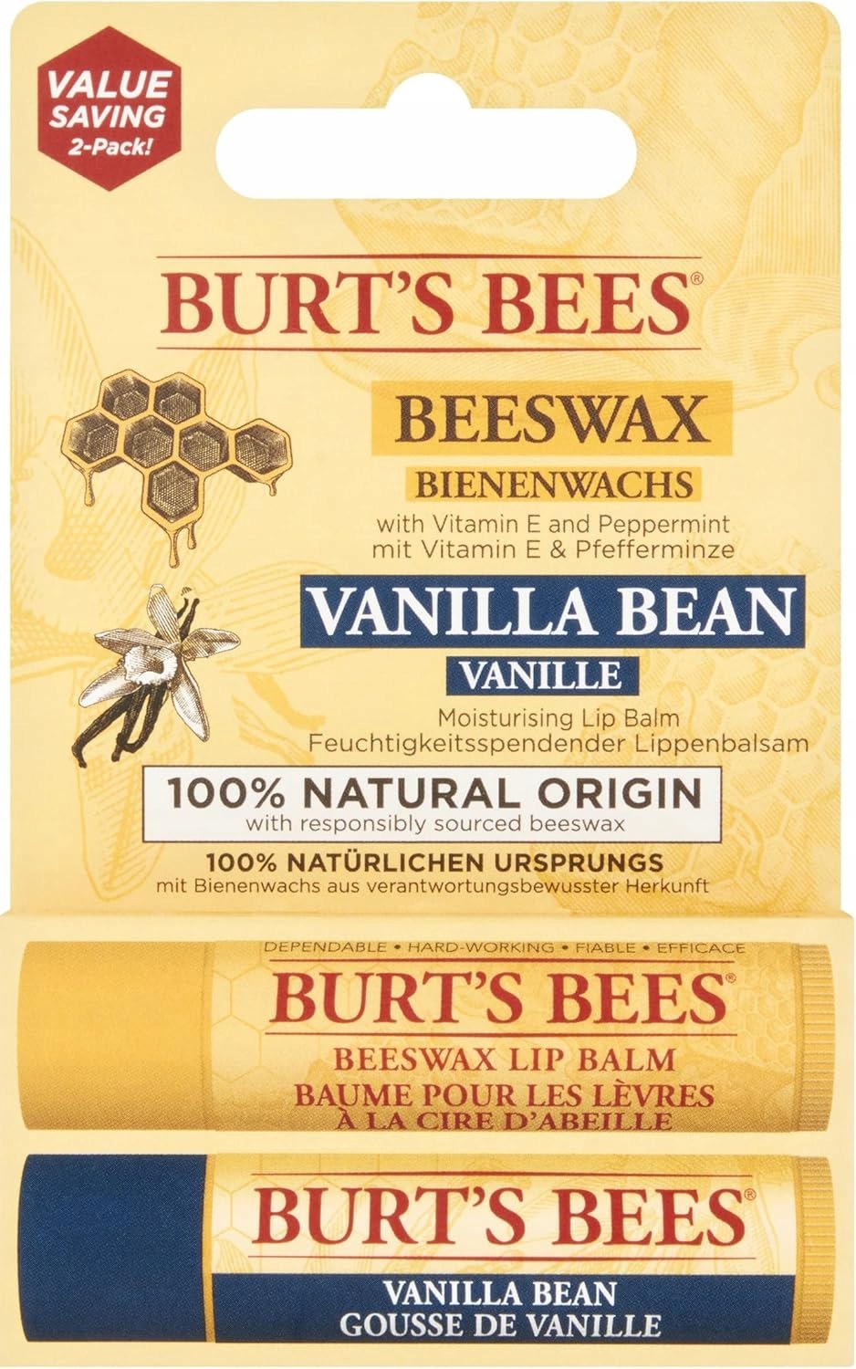 Burt's Bees Vanilla Bean hydratační balzám na rty 2 x 4,25 g
