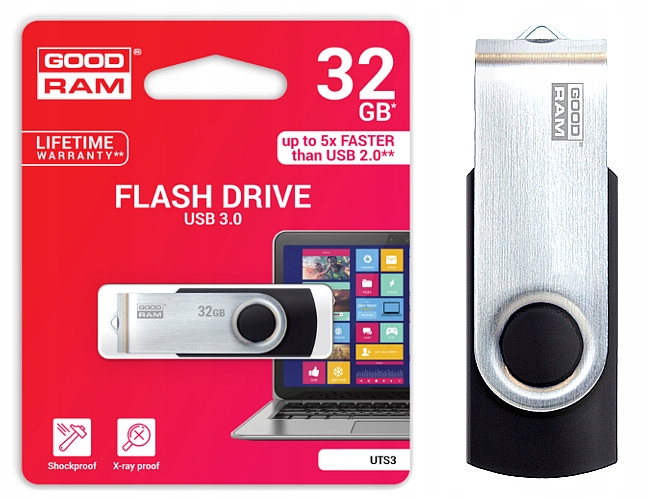 METALOWY PENDRIVE GOODRAM TWISTER 32GB na prezent Model UTS3