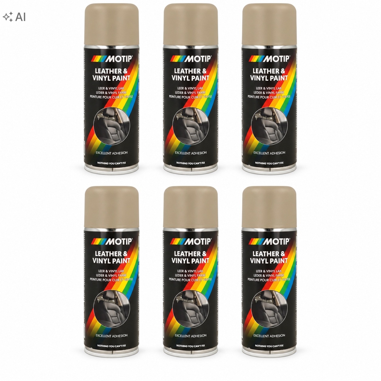 Motip 004233 lakier do skóry beżowo-brązowy zestaw 6x200 ml