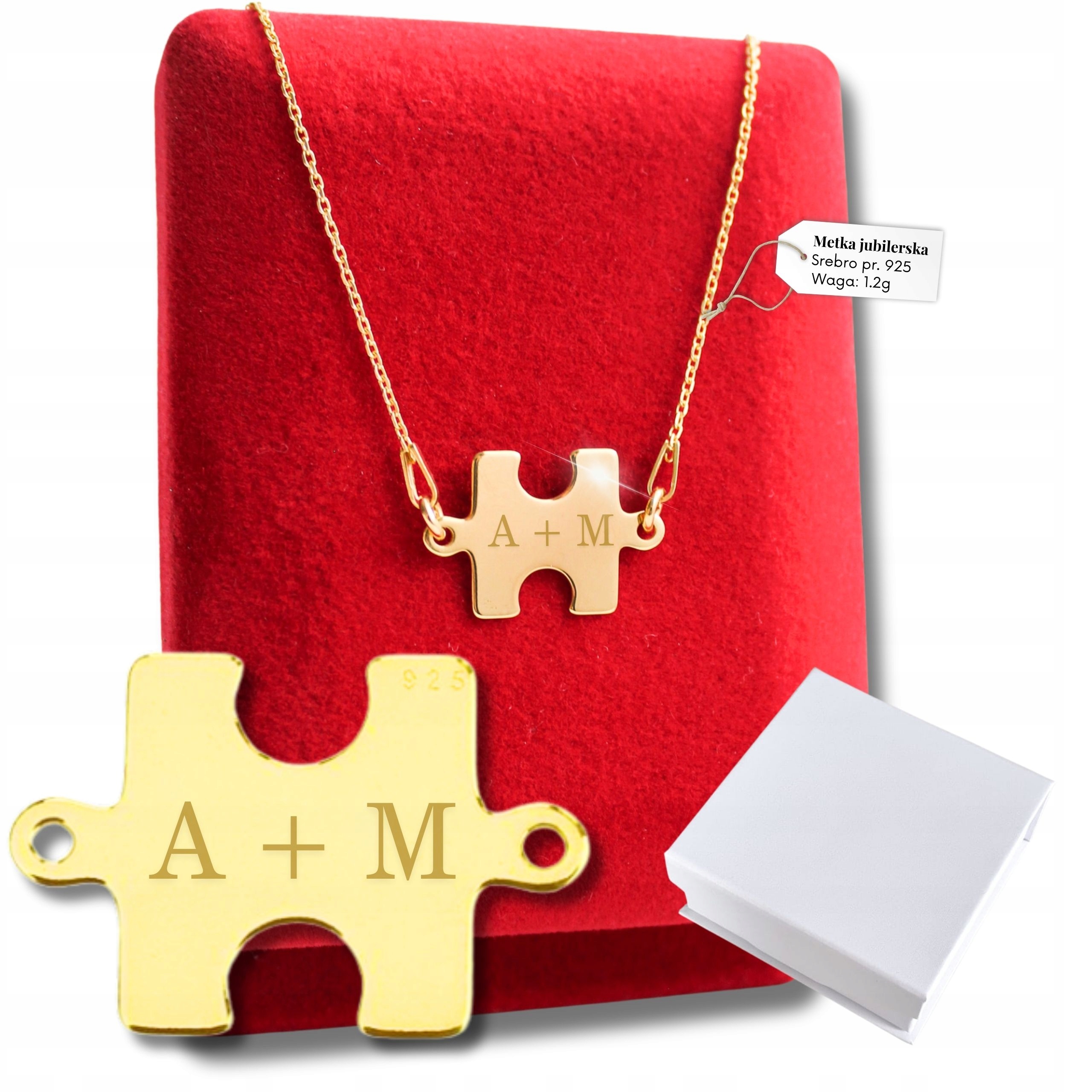 Zlatý náhrdelník přátelství s gravírováním Puzzle Bff Dárek Váš Gravírování 925
