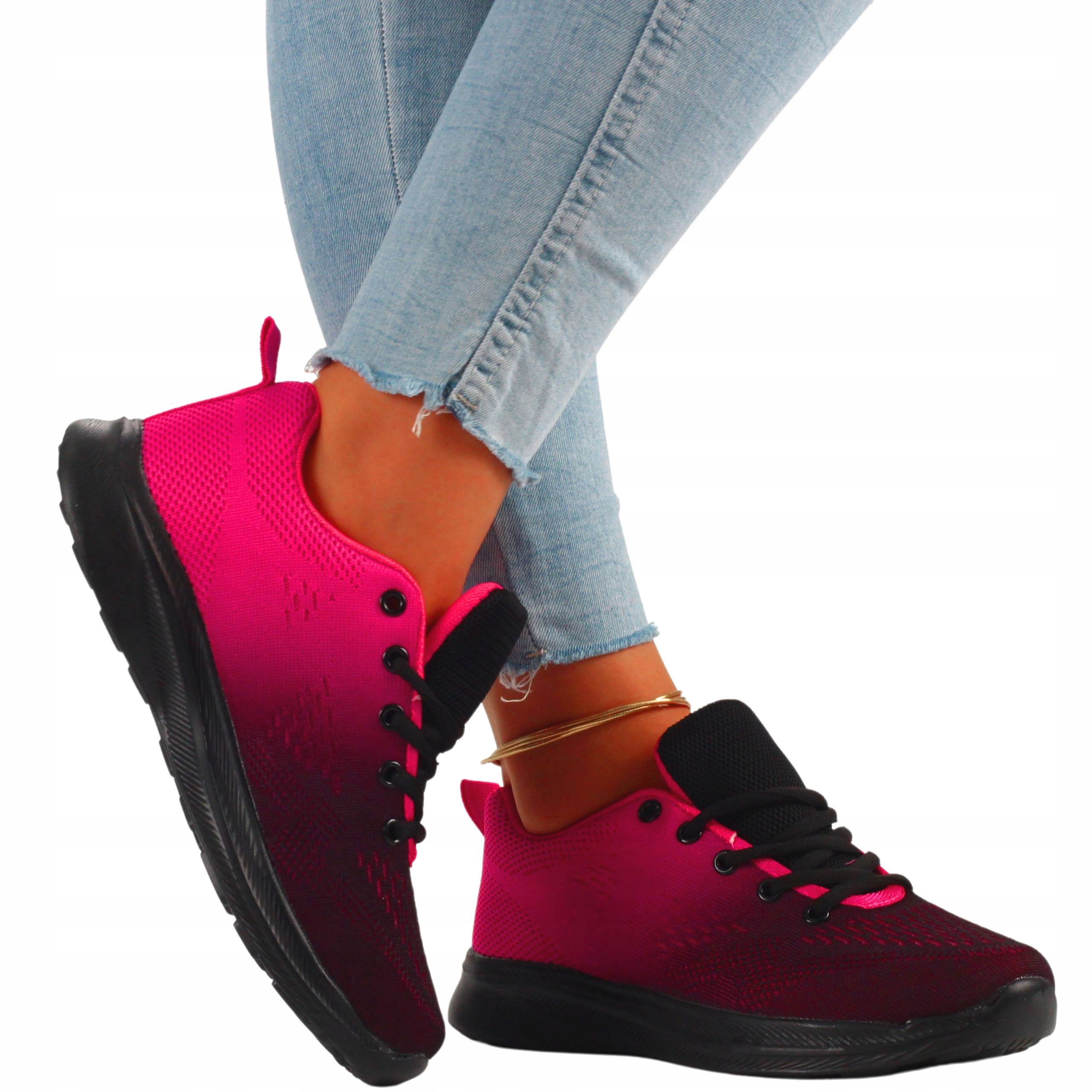 BUTY SPORTOWE DAMSKIE SNEAKERSY OBUWIE WIĄZANE Marka inna