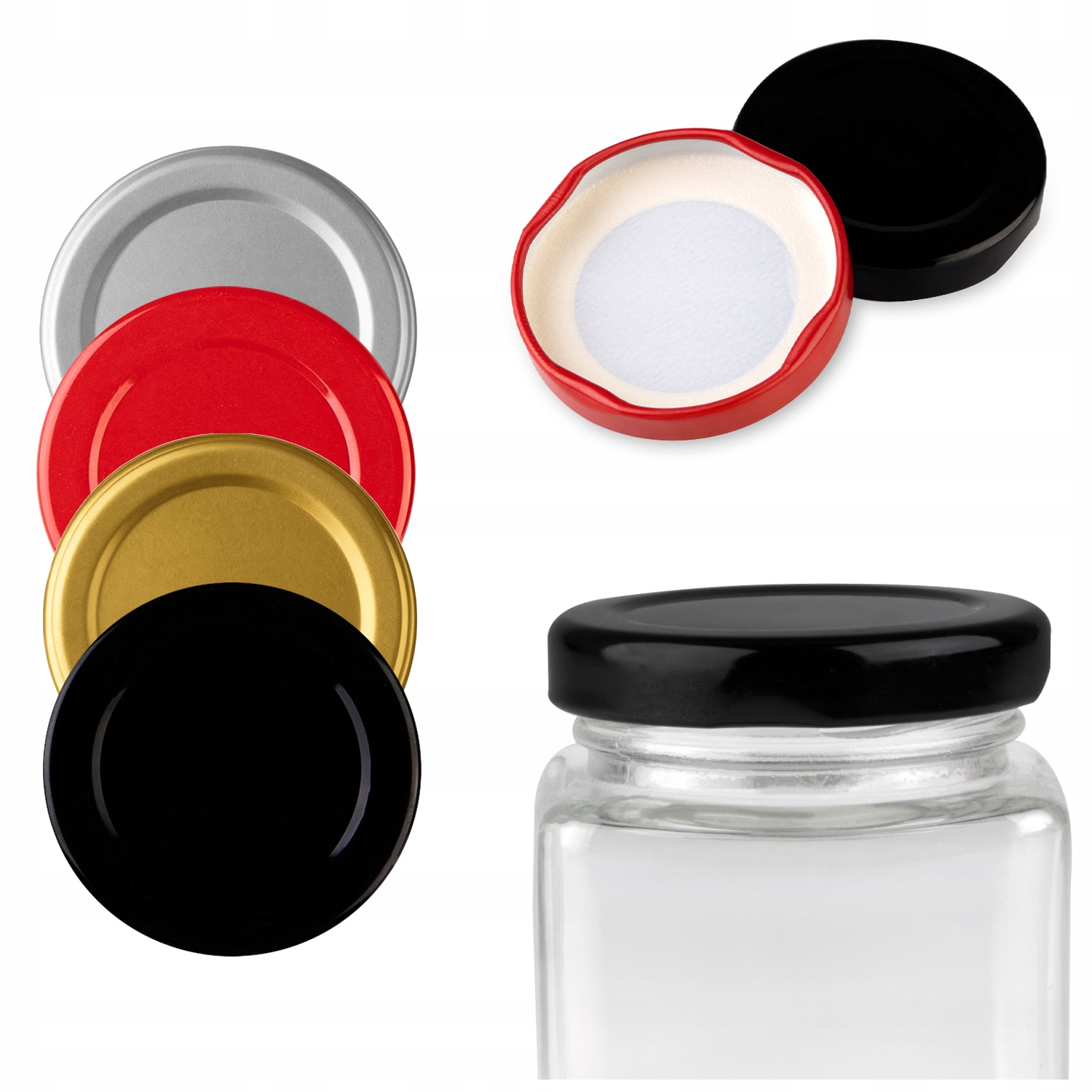 ZESTAW 10x NAKRĘTKI DO SŁOIKÓW BUTELEK 4 ZACZEPY FI 50 MM WIECZKA TWIST OFF