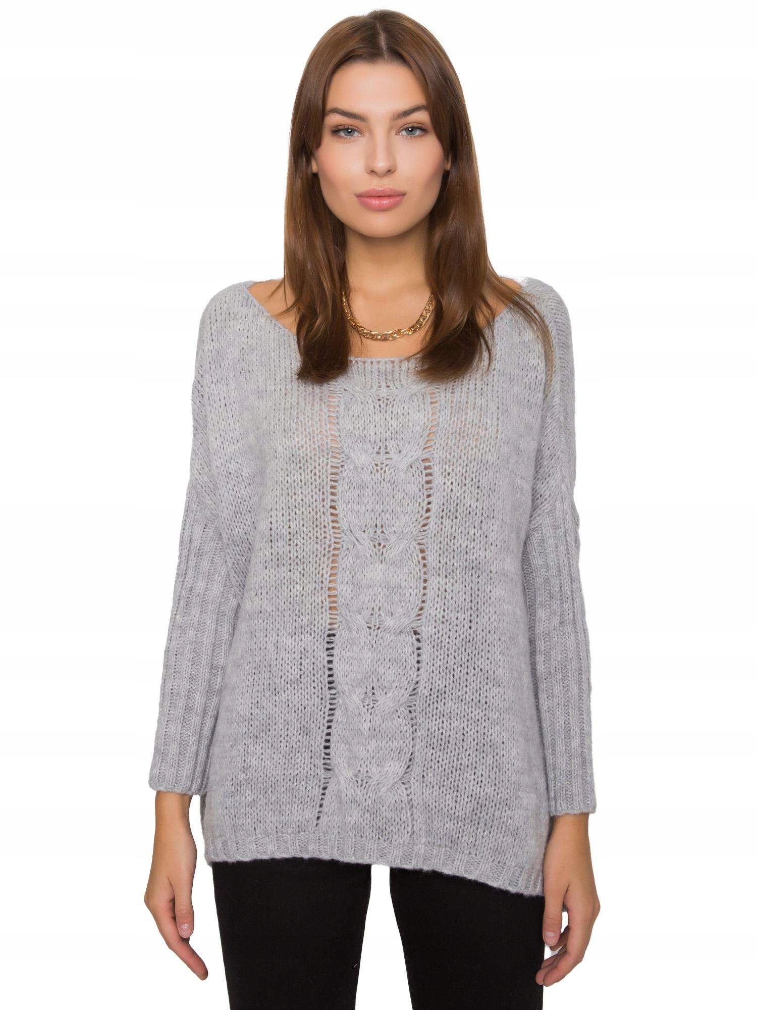 

Luźny Sweter Kobiecy Oversize akryl nie rozpinany