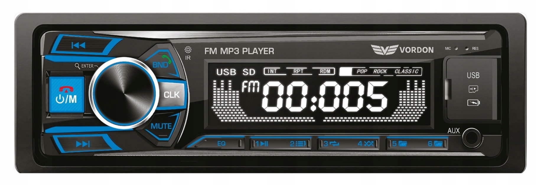 Vordon HT-202 Autorádio Bluetooth Aux MP3 Color Vario Zielona Góra