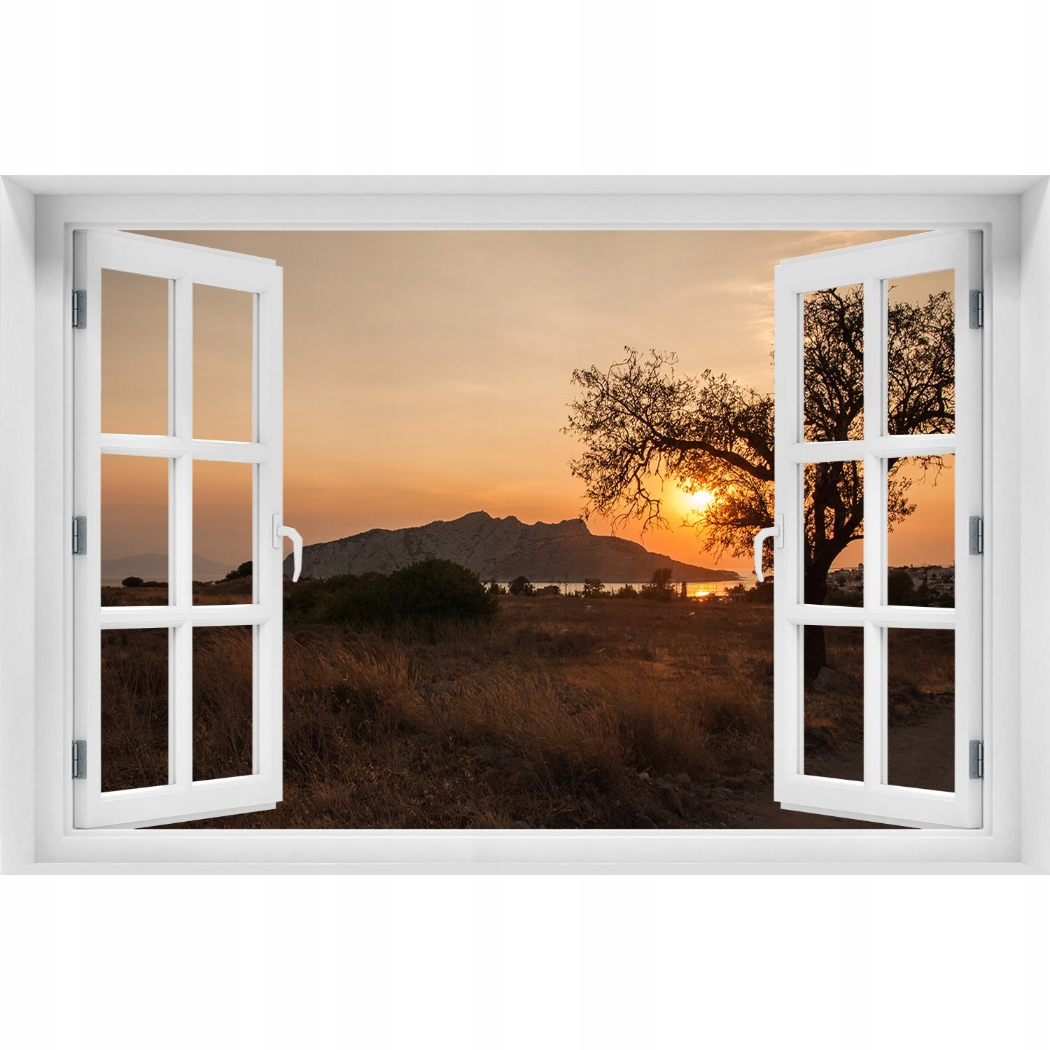 

Naklejka fototapeta Okno 3D Zachód słońca 150x100
