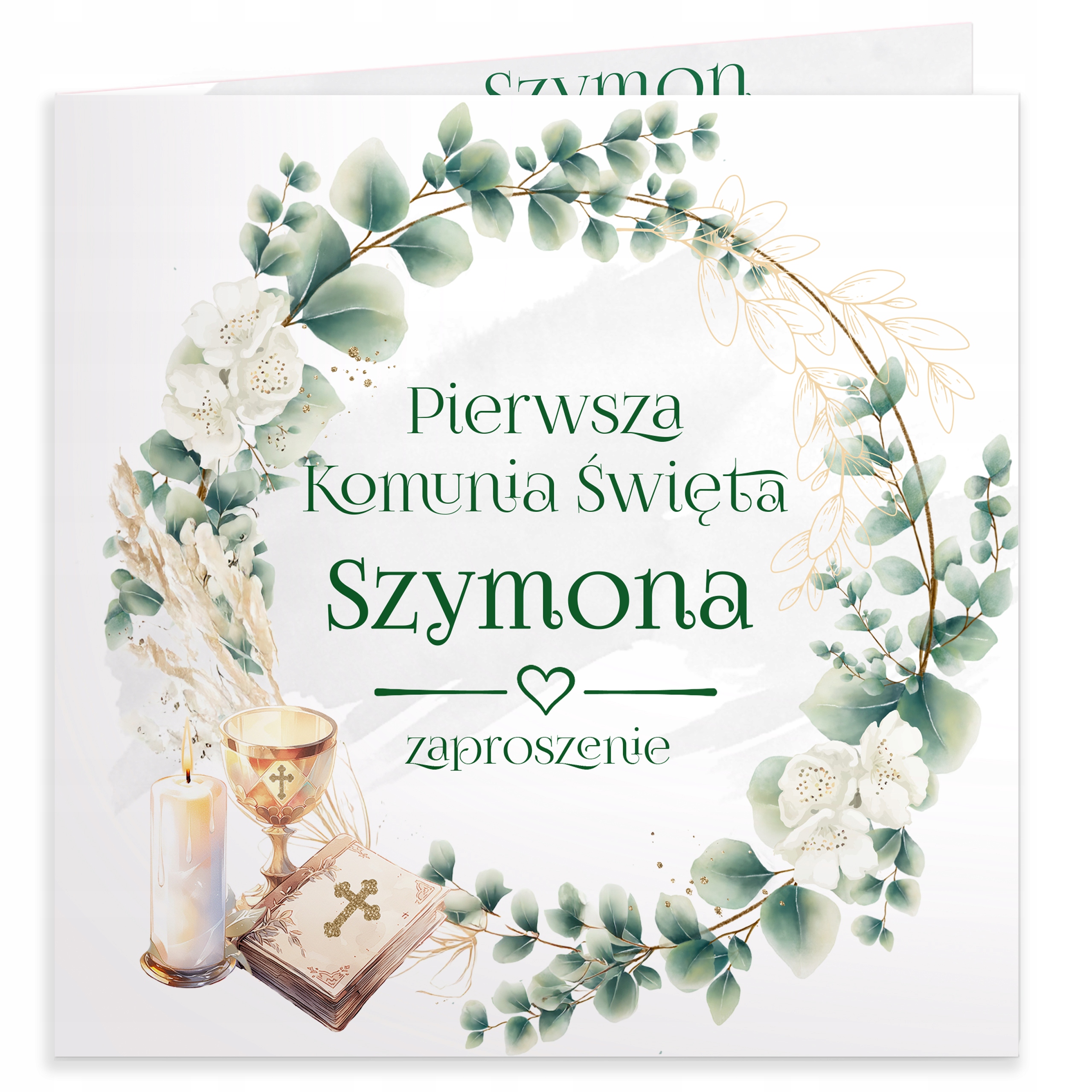 ZAPROSZENIA NA KOMUNIĘ PRZYJĘCIE + PERSONALIZACJA IMIĘ + KOPERTA