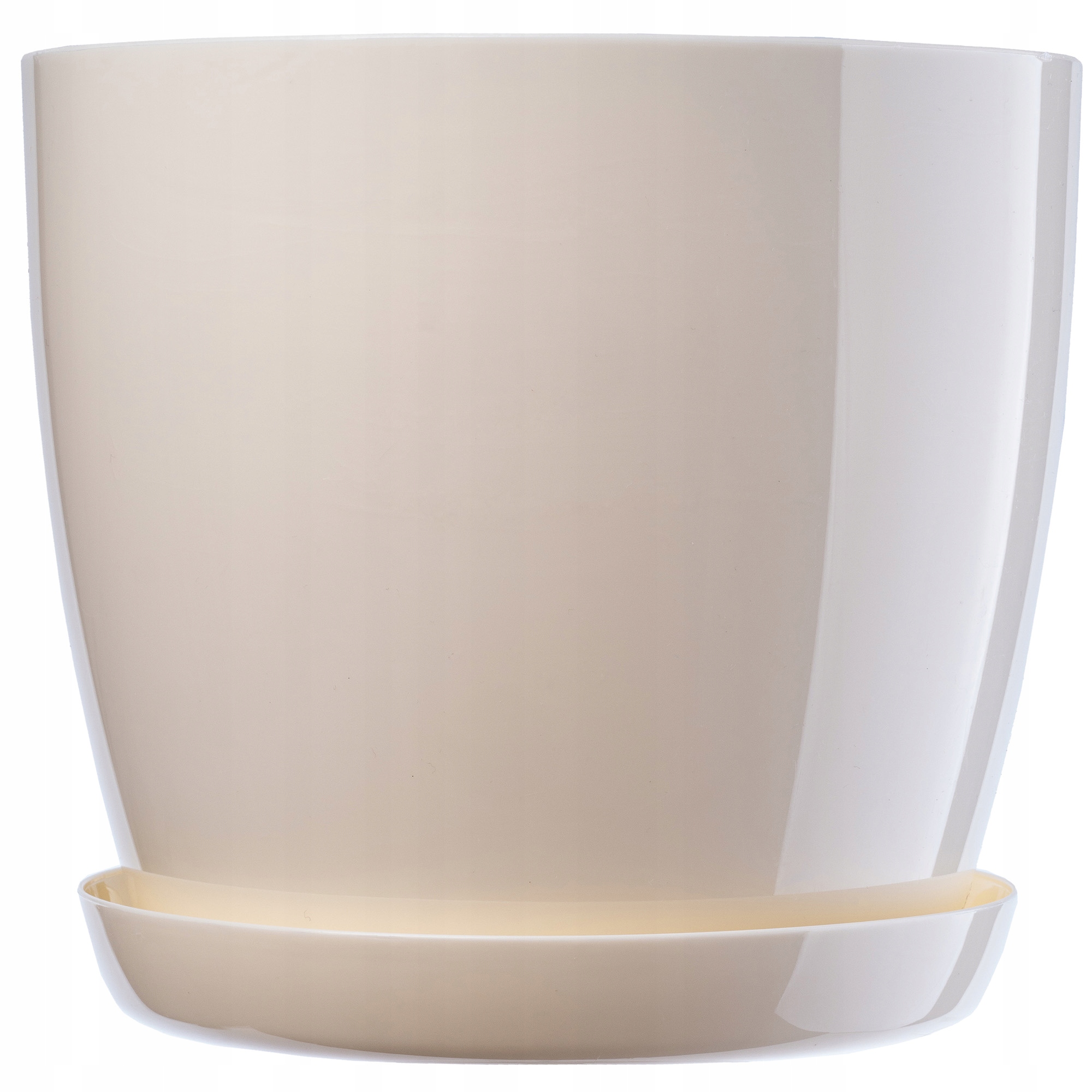 DONICZKA Z PODSTAWKĄ PLASTIKOWA OSŁONKA DONICA 20cm KREMOWA NA KWIATY KADAX