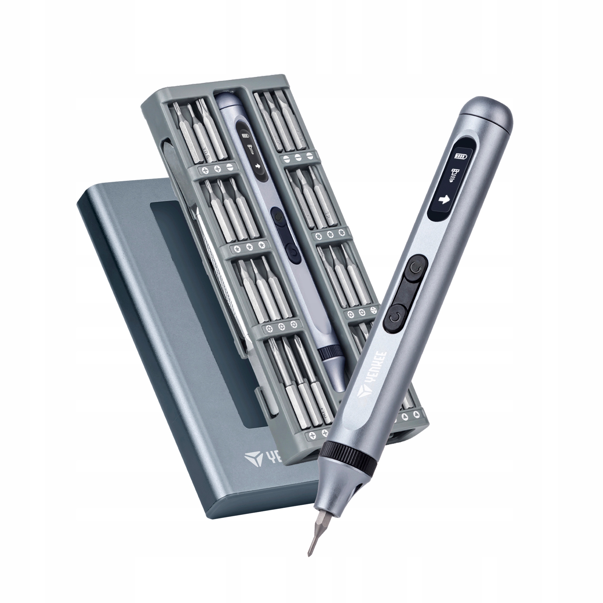 Elektryczny precyzyjny śrubokręt z wkrętakami metalowy Yenkee Ypt 01 42bity