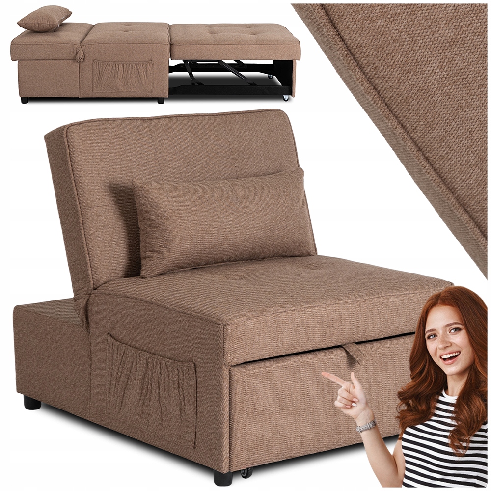 Americká rozkládací pohovka Křeslo na spaní Hnědá Iberis