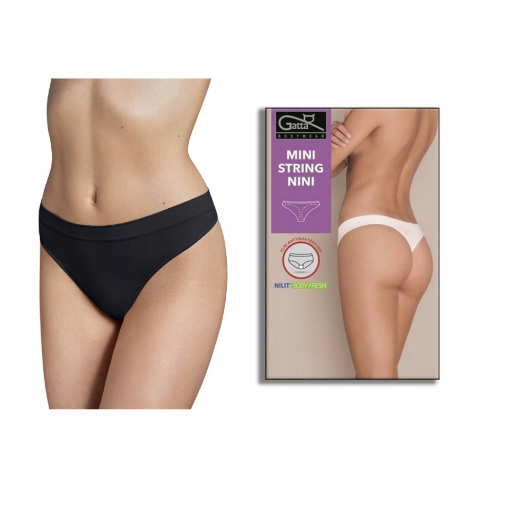 Stringi GATTA Mini String NINI bezszwowe XL czarne