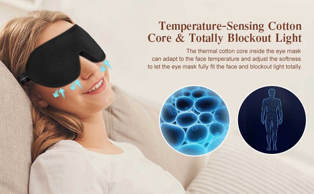 3D PREMIUM PROFESJONALNA MASKA DO SPANIA OPASKA NA OCZY SNU BIAŁA Kolor biały