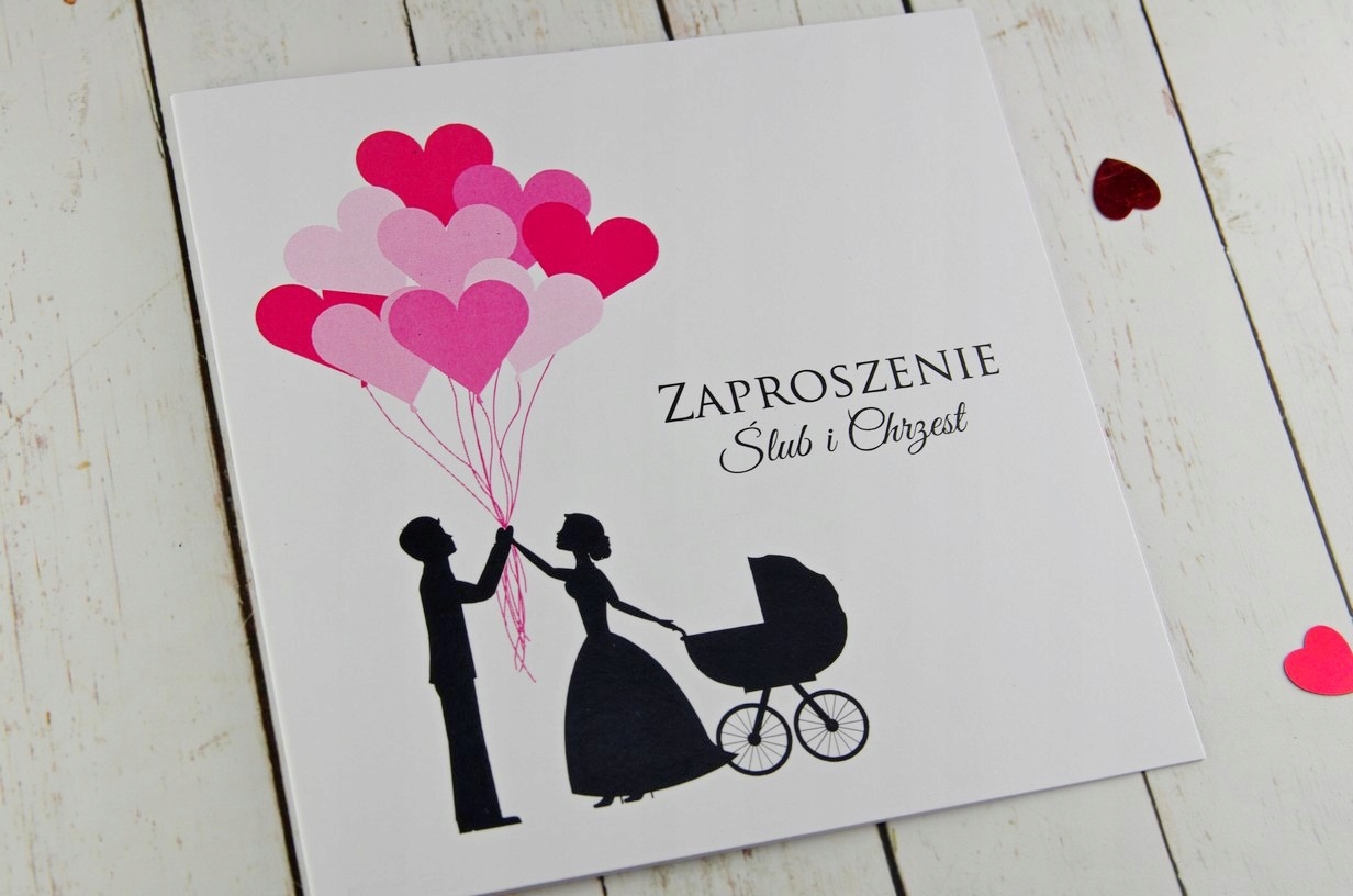 ZAPROSZENIE NA ŚLUB I CHRZEST 2 w 1 Kształt kwadratowy