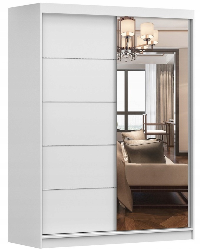 Szafa Przesuwna VISTA 05 150 Lustro półki drążek duża sypialnia KOLORY