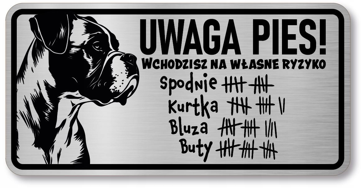 

Tabliczka uwaga pies Boxer śmieszna