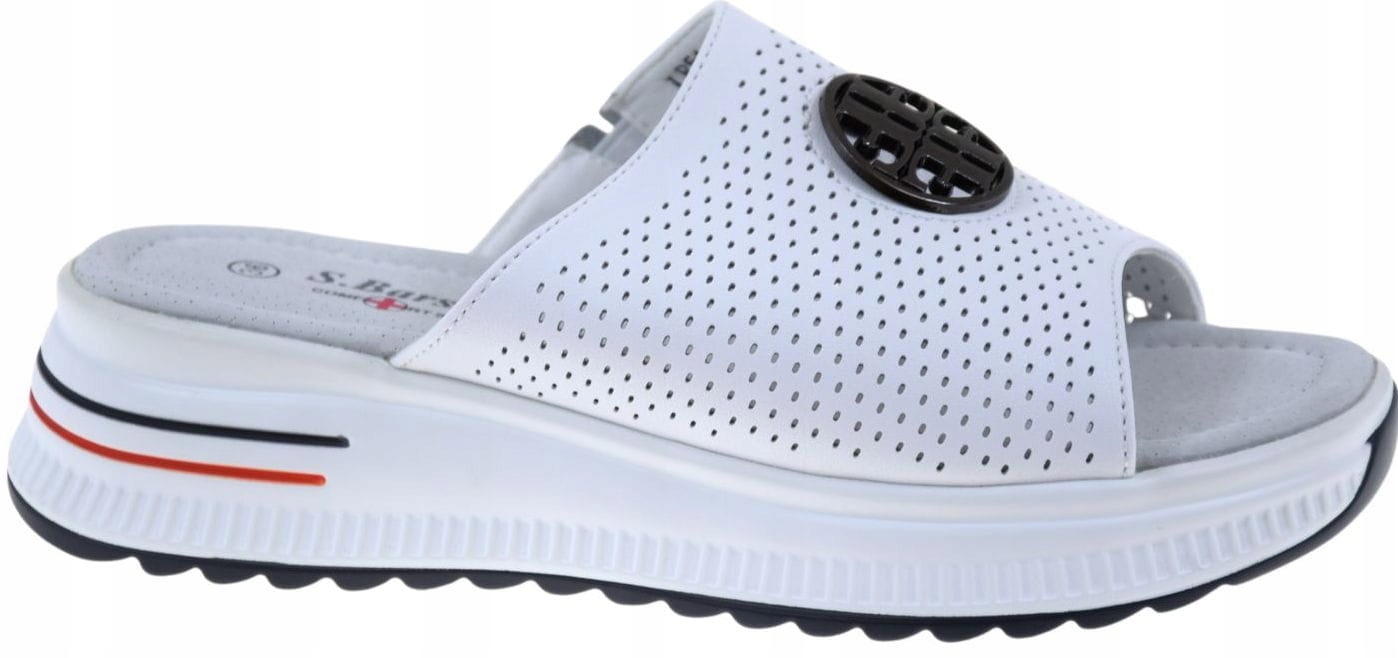 Žabky bílé kožené pohodlné elegantní letní pantofle S.Barski LR51-661 R36