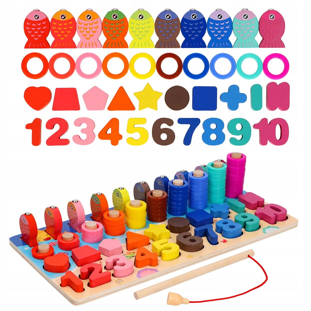 

Drewniana Układanka Dla Dzieci Sorter Figur Liczb